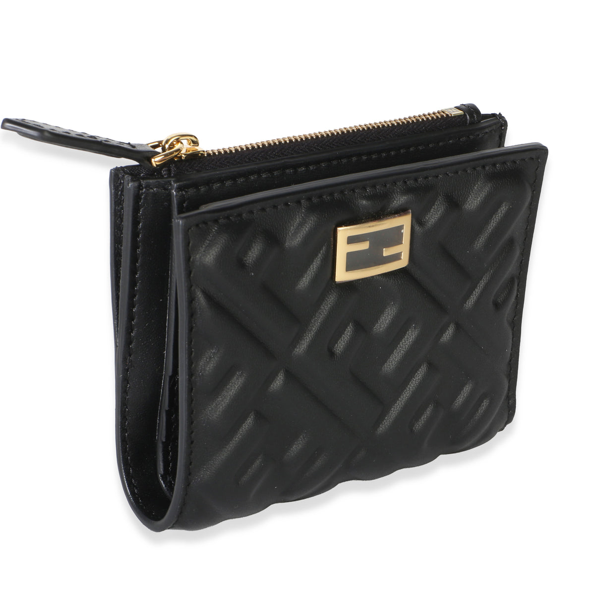 Fendi Black Nappa Zucca Compact Wallet Wallet 3