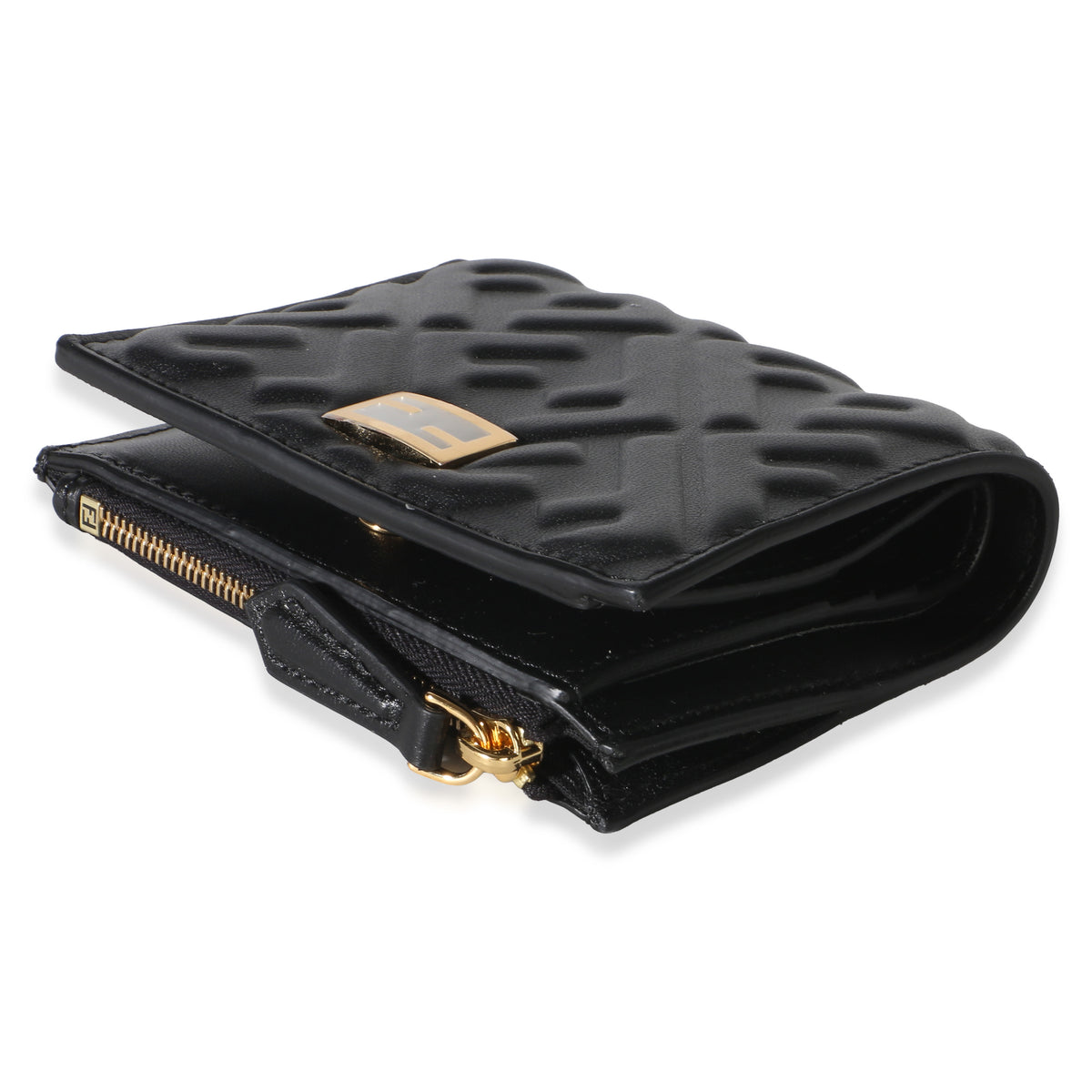 Fendi Black Nappa Zucca Compact Wallet Wallet 6