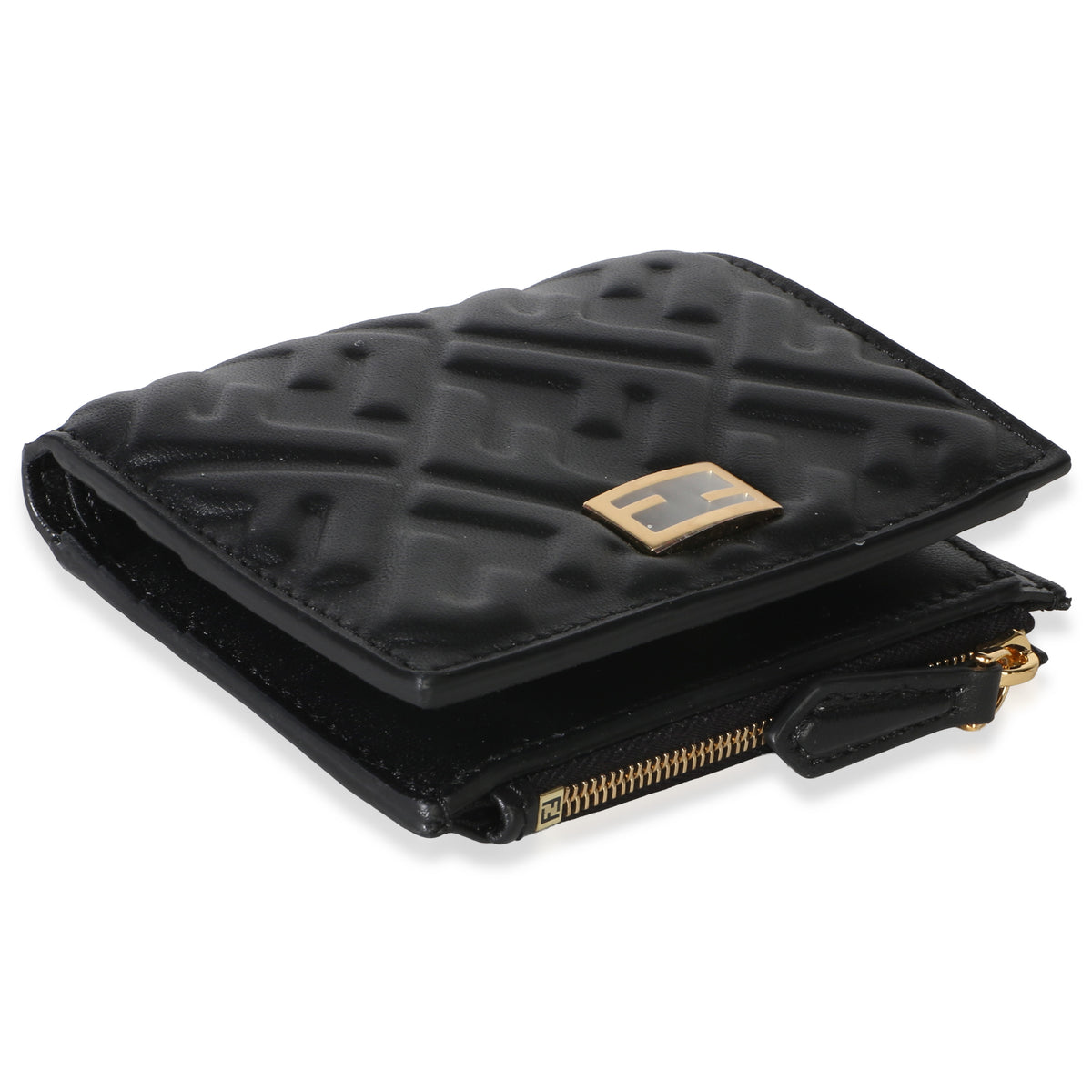 Fendi Black Nappa Zucca Compact Wallet Wallet 7