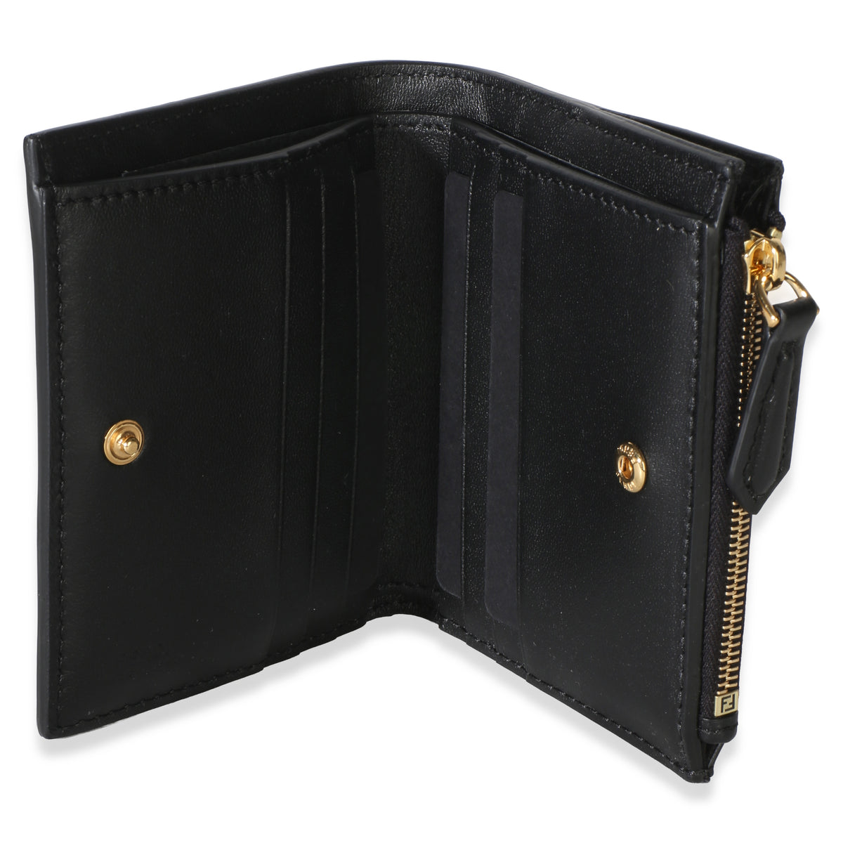 Fendi Black Nappa Zucca Compact Wallet Wallet 8