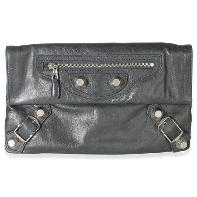 Balenciaga Black Lambskin Motocross Giant 21 Envelope Clutch Handbag id