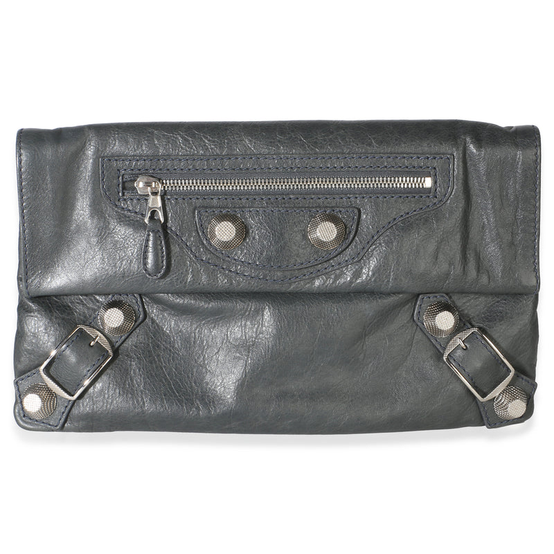 Balenciaga Black Lambskin Motocross Giant 21 Envelope Clutch Handbag id