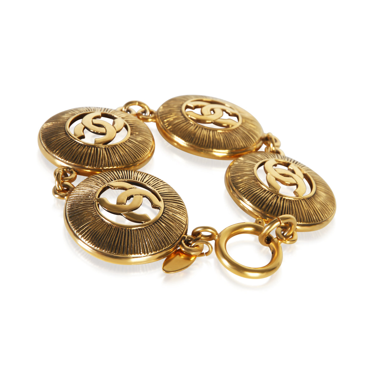 Chanel Gold Plated Vintage Medallion Link Bracelet 3