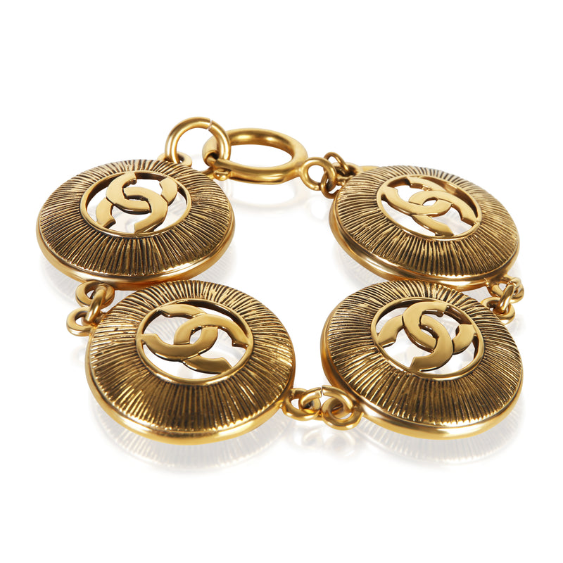 Chanel Gold Plated Vintage Medallion Link Bracelet fv