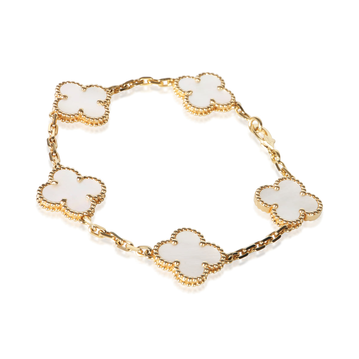 Van Cleef & Arpels Yellow Gold Mother Of Pearl Vintage Alhambra Bracelet 2