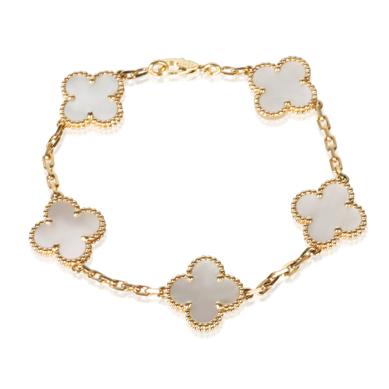 Van Cleef & Arpels Yellow Gold Mother Of Pearl Vintage Alhambra Bracelet fv