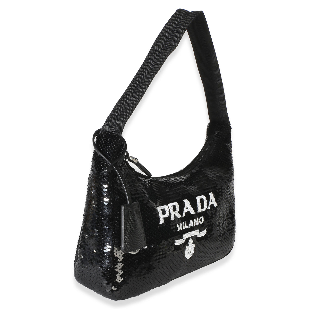 Prada Black White Paillettes Sequin Mini Re Edition 2000 Bag Handbag 3