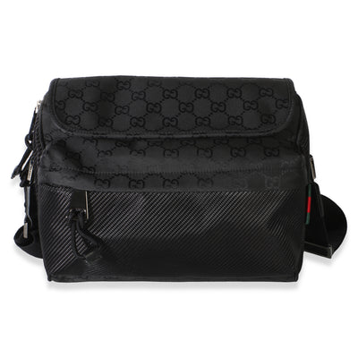 Gucci Black GG Nylon Medium Messenger Bag Handbag id