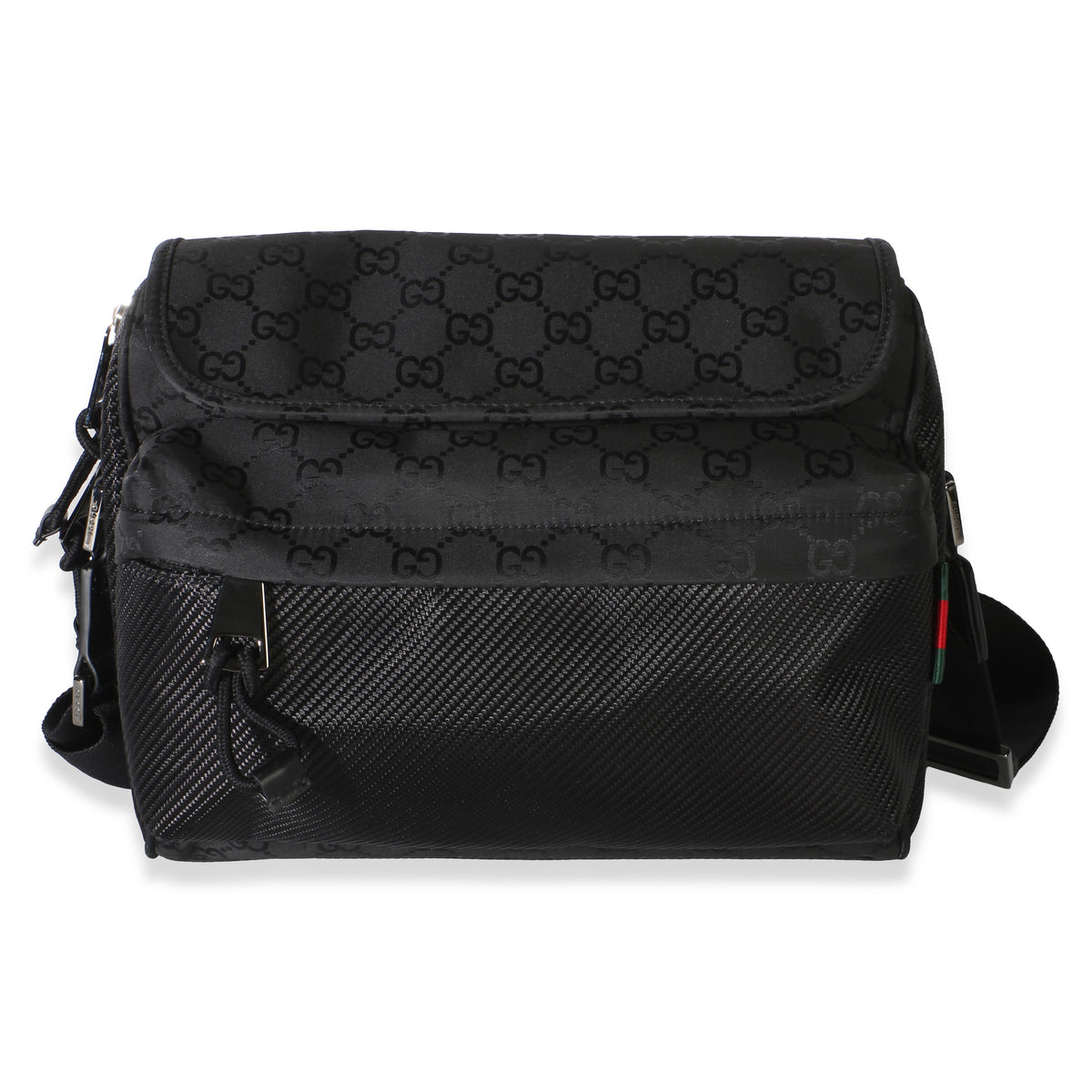 Gucci Black GG Nylon Medium Messenger Bag Handbag id
