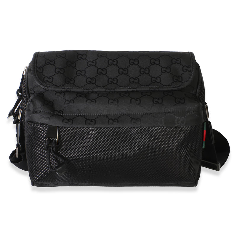 Gucci Black GG Nylon Medium Messenger Bag Handbag id