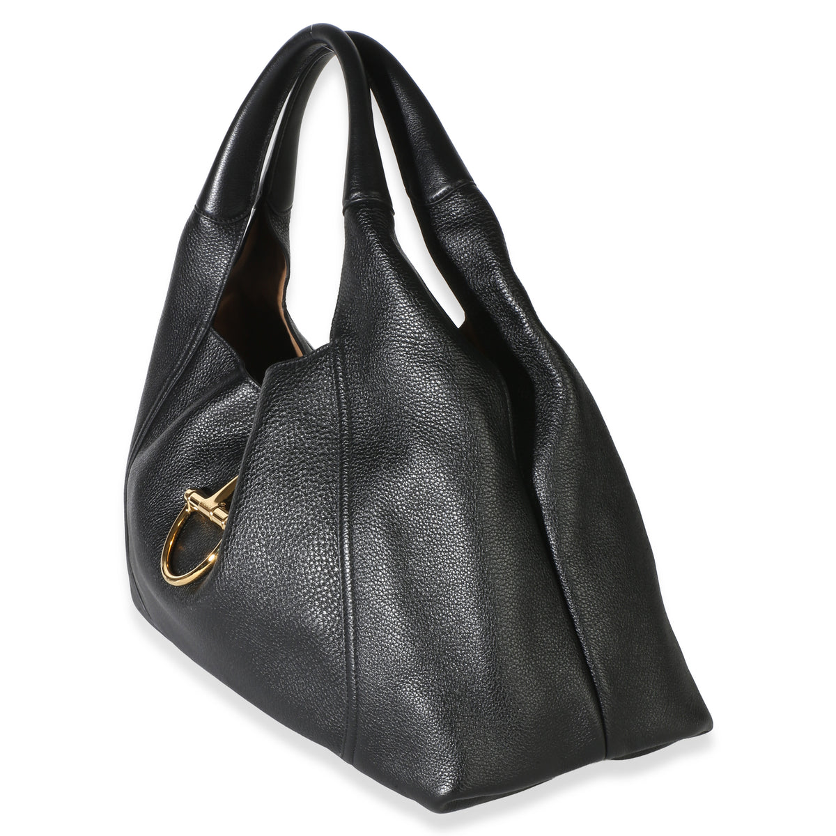 Gucci Black Grained Calfskin Softbit Maxi Shoulder Bag Handbag 2