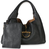 Gucci Black Grained Calfskin Softbit Maxi Shoulder Bag Handbag id