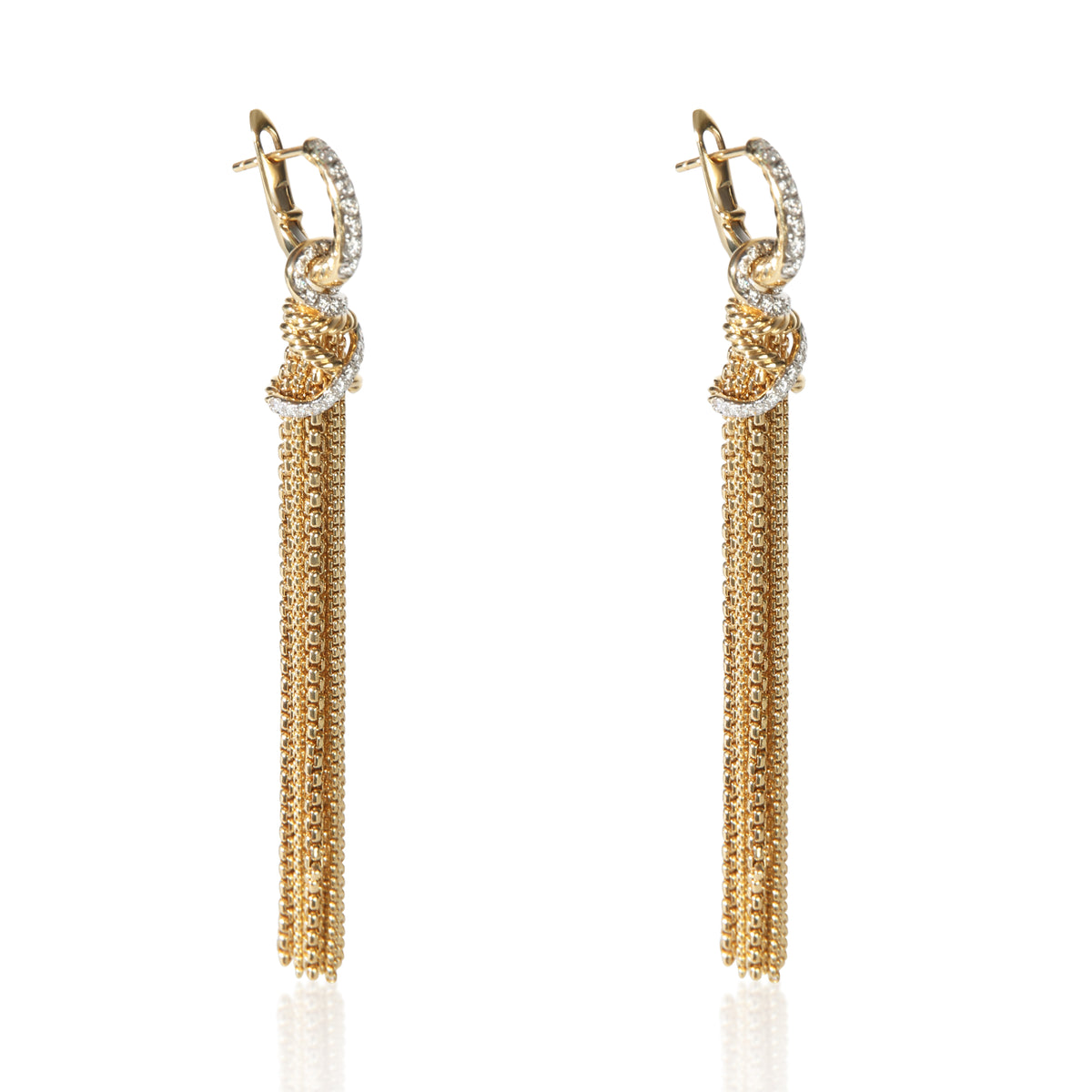 David Yurman Yellow Gold Diamond Helena Tassel Earrings 2