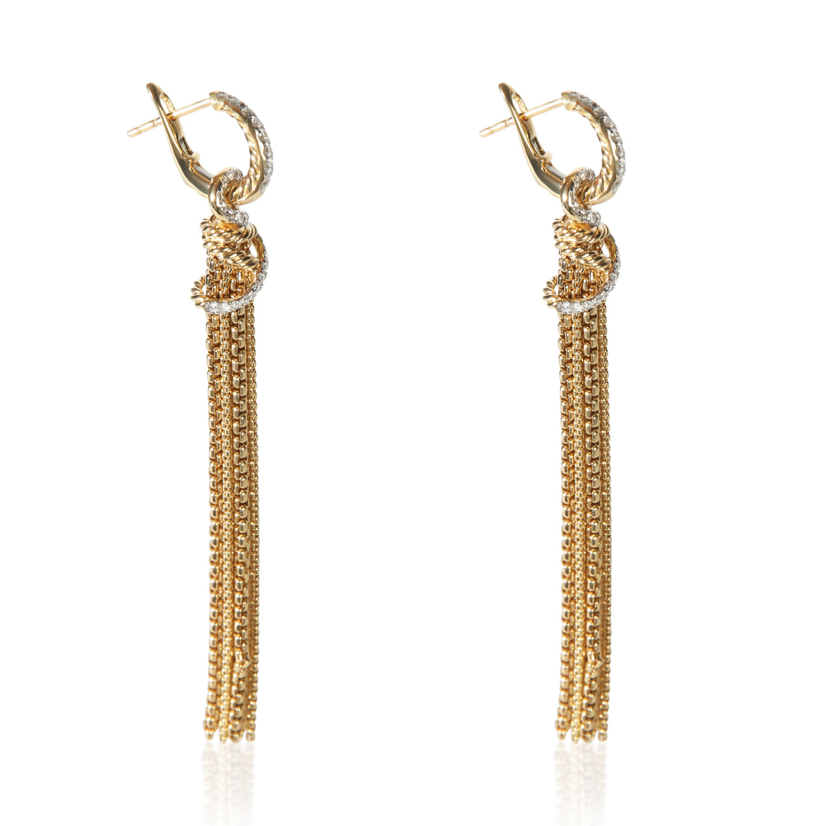 David Yurman Yellow Gold Diamond Helena Tassel Earrings 3