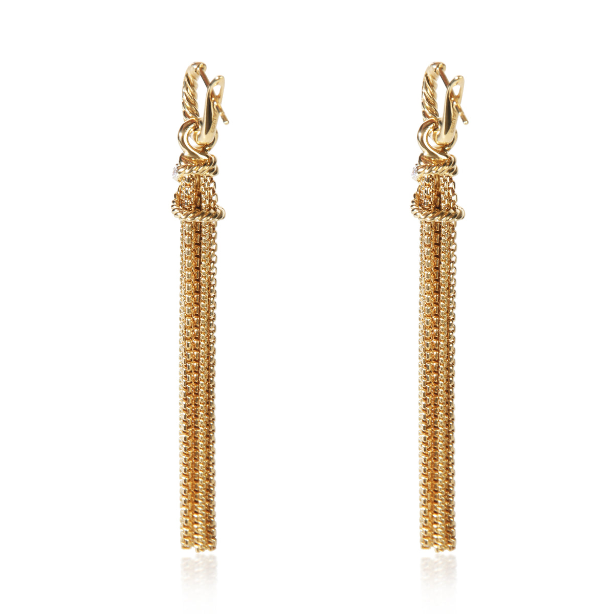 David Yurman Yellow Gold Diamond Helena Tassel Earrings clasp