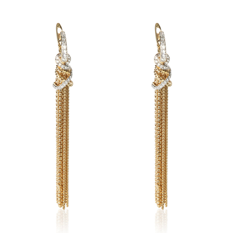 David Yurman Yellow Gold Diamond Helena Tassel Earrings fv