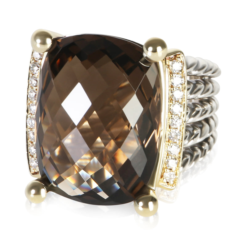 David Yurman Yellow Gold & Sterling Silver Smokey Quartz and Diamond Wheaton Rin fv
