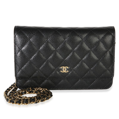 Chanel Black Quilted Caviar Classic Wallet On Chain Handbag id