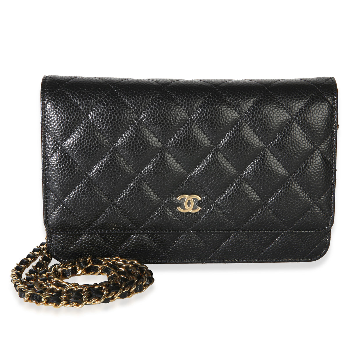 Chanel Black Quilted Caviar Classic Wallet On Chain Handbag id