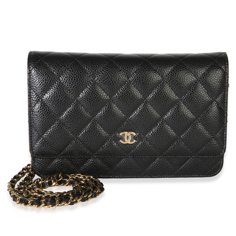 Chanel Black Quilted Caviar Classic Wallet On Chain Handbag id