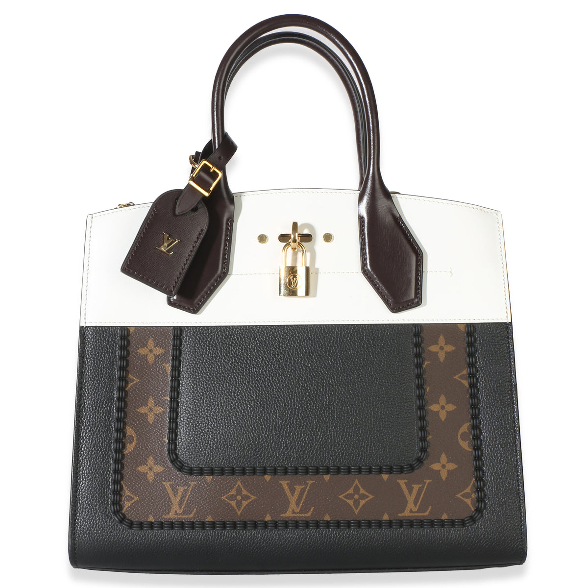 Louis Vuitton Black Calfskin Monogram Canvas City Steamer MM Handbag id