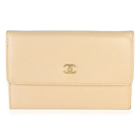 Chanel Vintage Beige Goatskin CC Flap Wallet Wallet id