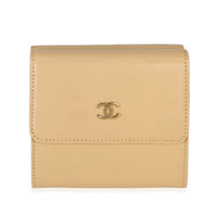 Chanel Vintage Beige Goatskin CC Compact Wallet Wallet id