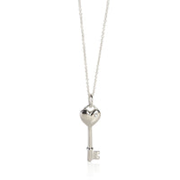 Tiffany & Co. Sterling Silver Diamond Heart Key Pendant fv
