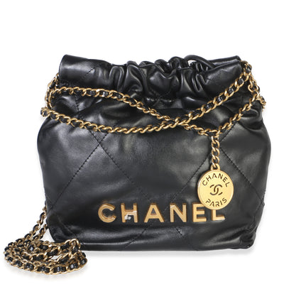 Chanel Black Quilted Calfskin  22 Mini Hobo Handbag id