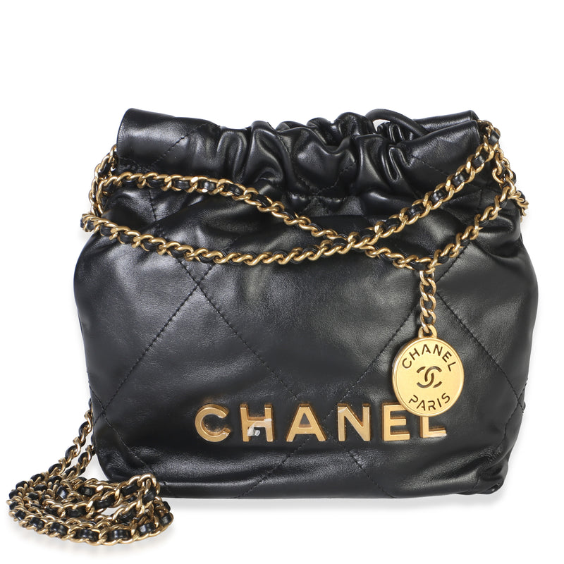 Chanel Black Quilted Calfskin  22 Mini Hobo Handbag id