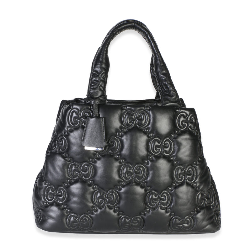 Gucci Black GG Matelasse Calfskin Large Tote Handbag id