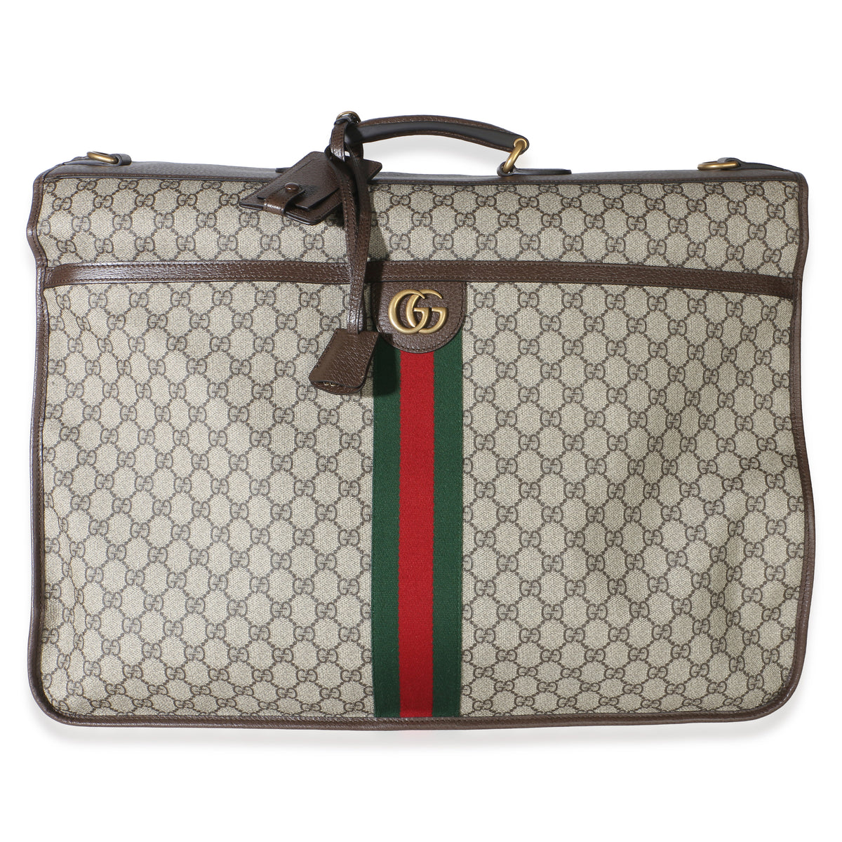 Gucci Beige GG Supreme Canvas Textured Dollar Calfskin Web Ophidia Savoy Garment Handbag id