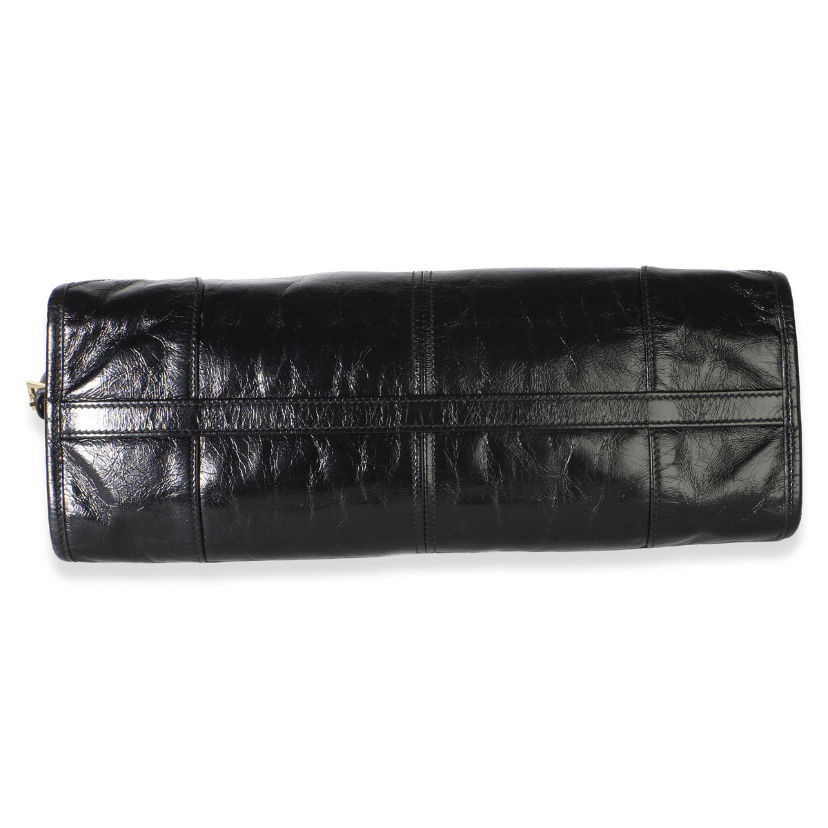 Prada Black Glossy Calfskin Triangle Medium Bonnie Shoulder Bag Handbag 5