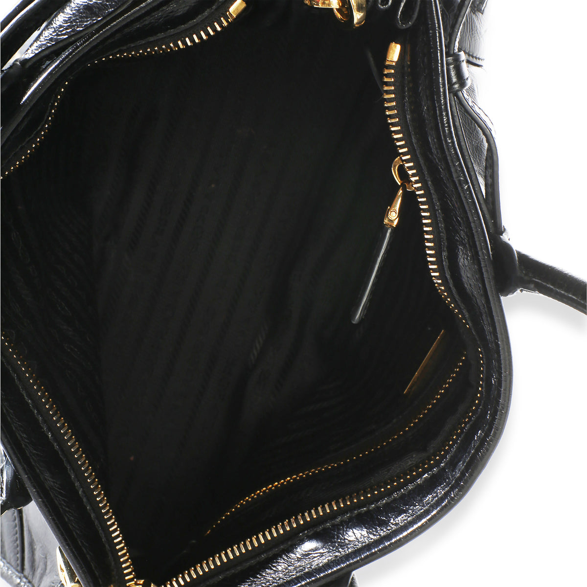 Prada Black Glossy Calfskin Triangle Medium Bonnie Shoulder Bag Handbag 8