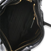 Prada Black Glossy Calfskin Triangle Medium Bonnie Shoulder Bag Handbag 8