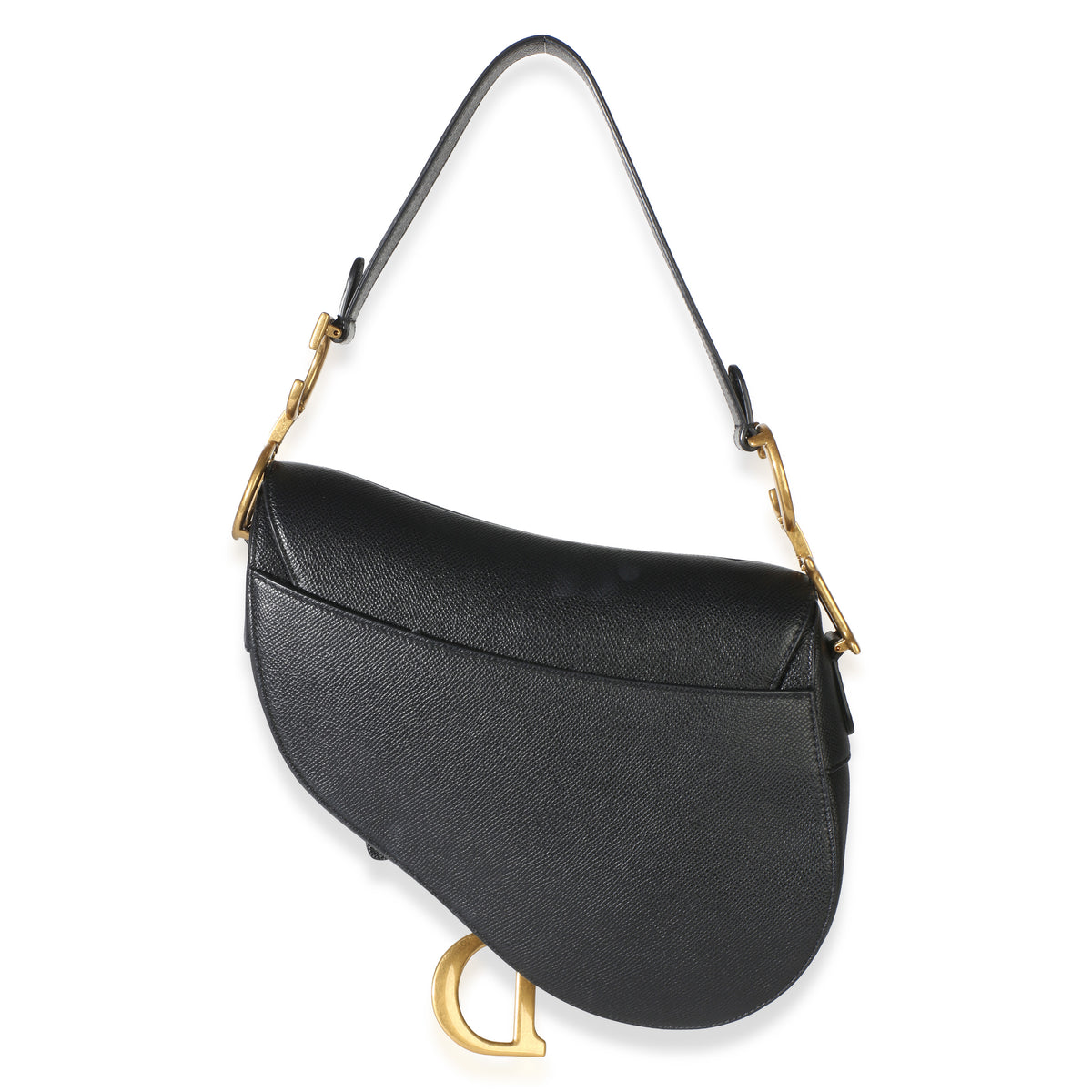 Christian Dior Black Grained Calfskin Medium Saddle Bag Handbag 4