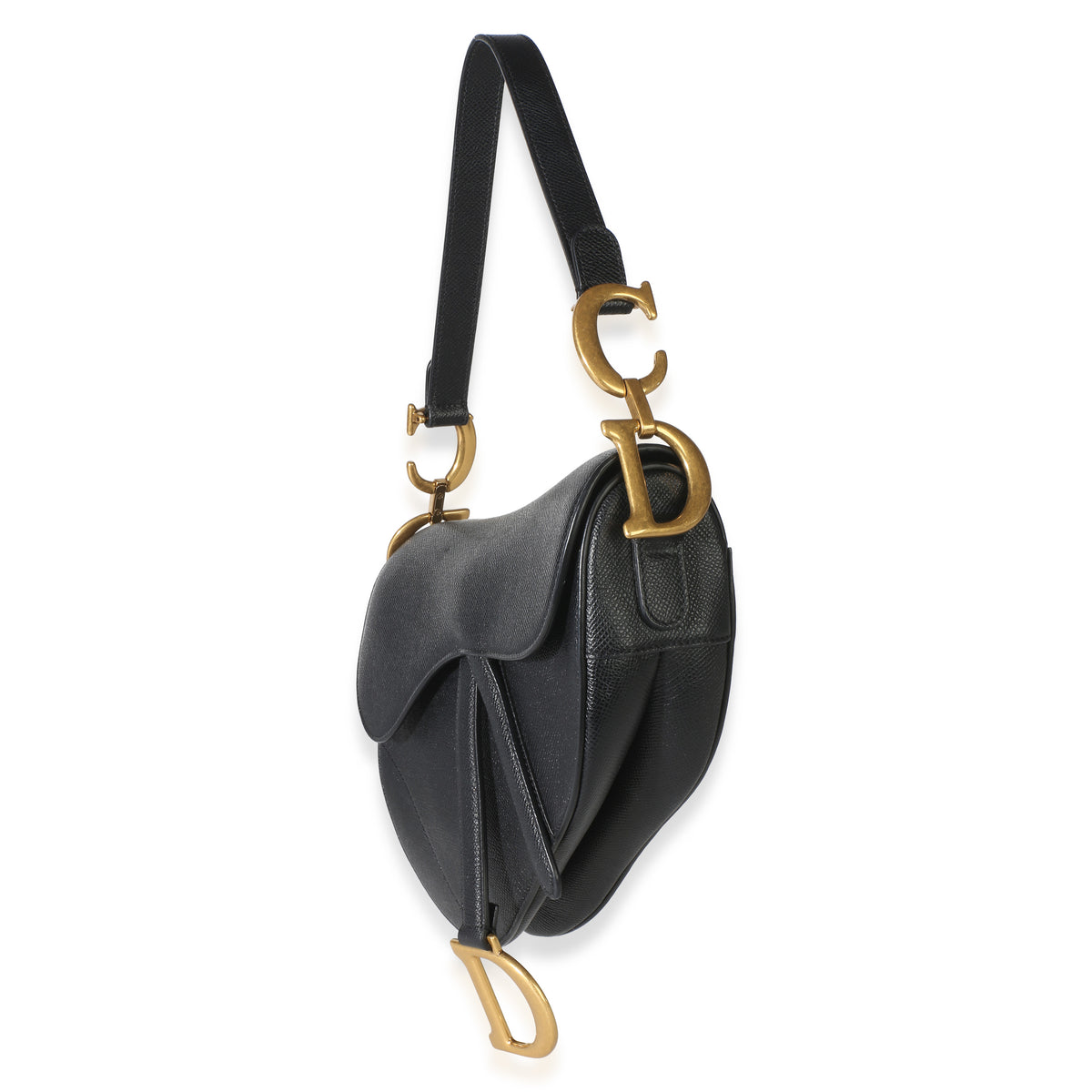 Christian Dior Black Grained Calfskin Medium Saddle Bag Handbag 5
