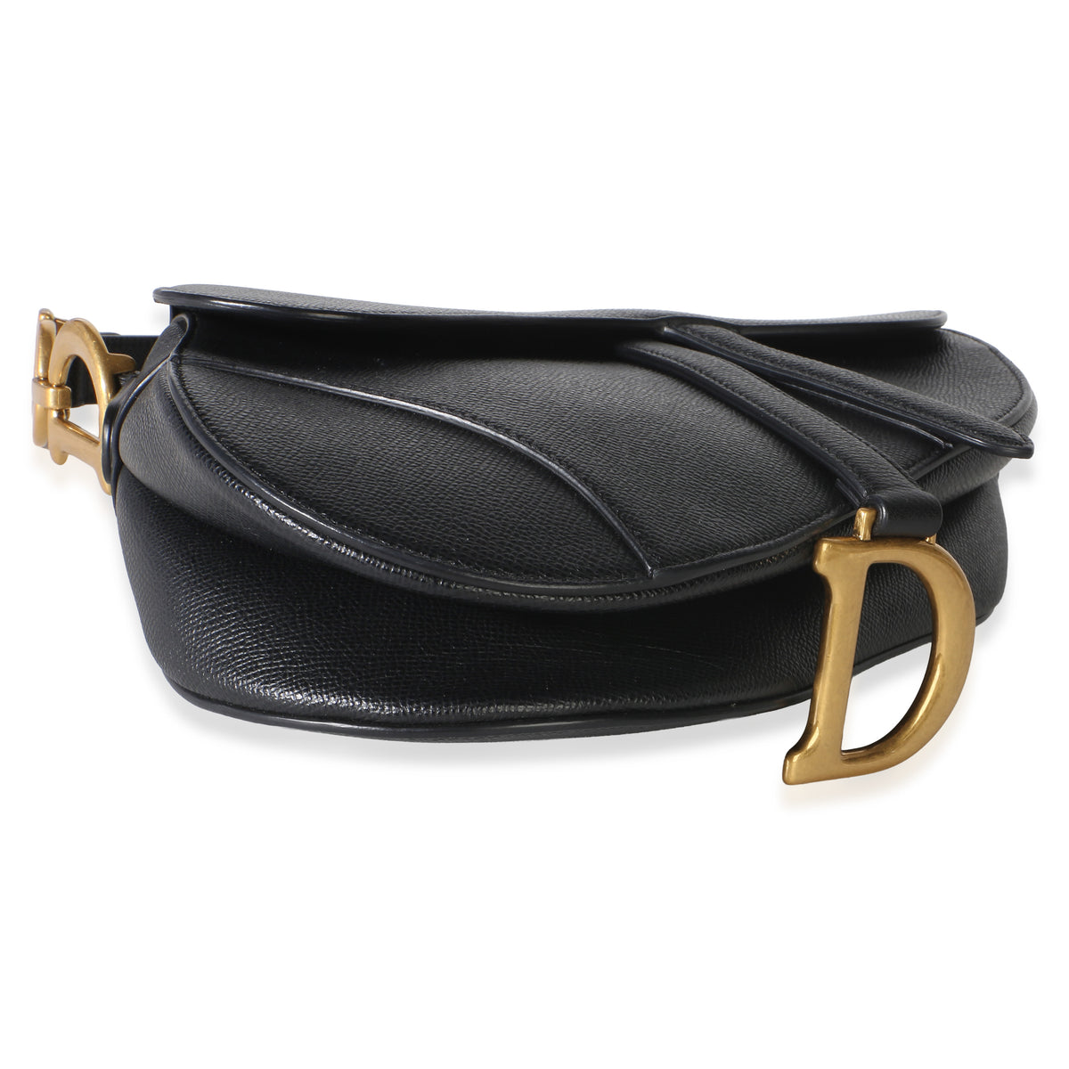Christian Dior Black Grained Calfskin Medium Saddle Bag Handbag 8