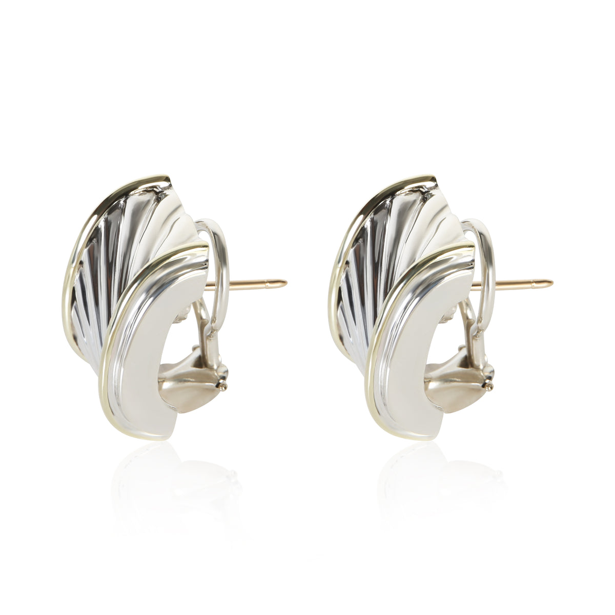 David Yurman Yellow Gold & Sterling Silver Cable Earrings 2