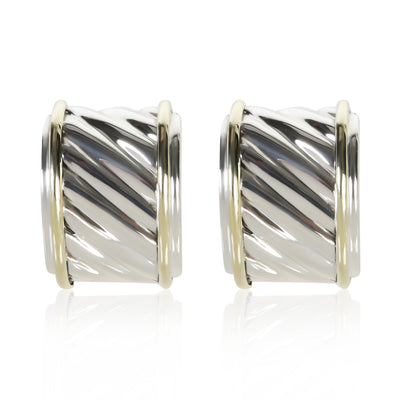 David Yurman Yellow Gold & Sterling Silver Cable Earrings fv