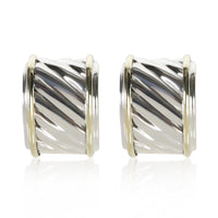 David Yurman Yellow Gold & Sterling Silver Cable Earrings fv