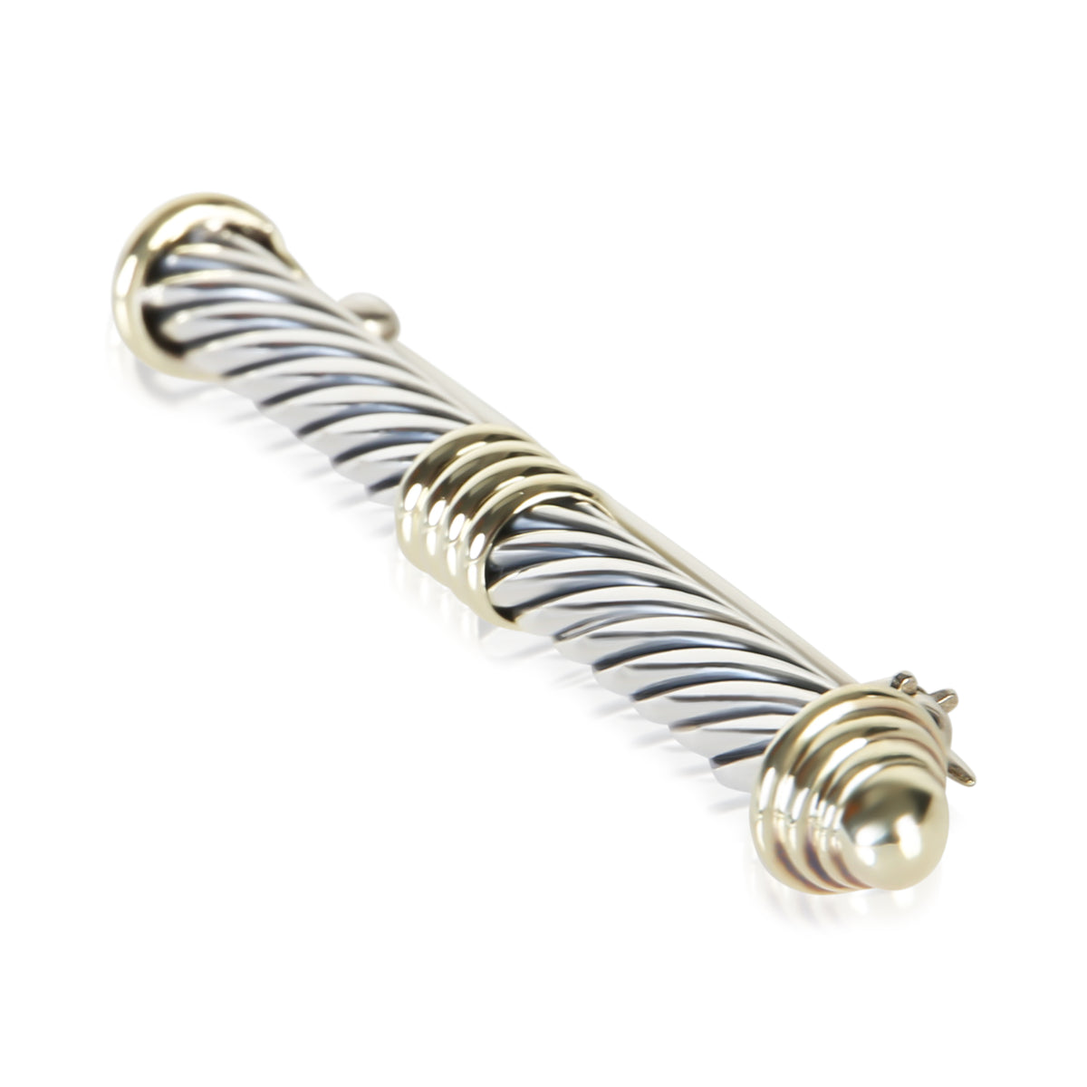 David Yurman Yellow Gold & Sterling Silver Cable Brooch 2