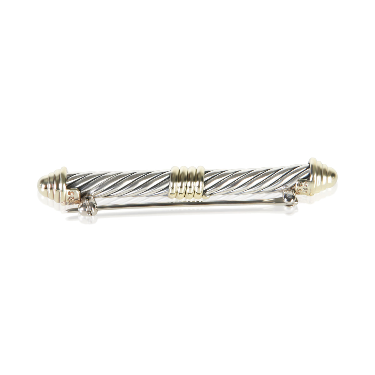 David Yurman Yellow Gold & Sterling Silver Cable Brooch 3