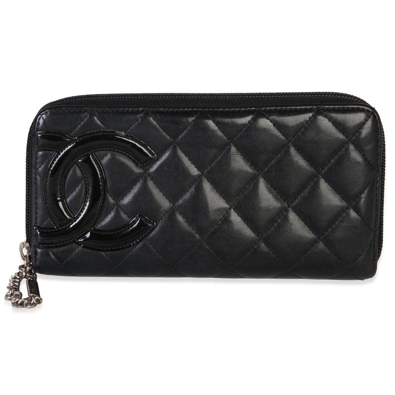 Chanel Black Quilted Lambskin Cambon Zip Around Wallet Wallet id