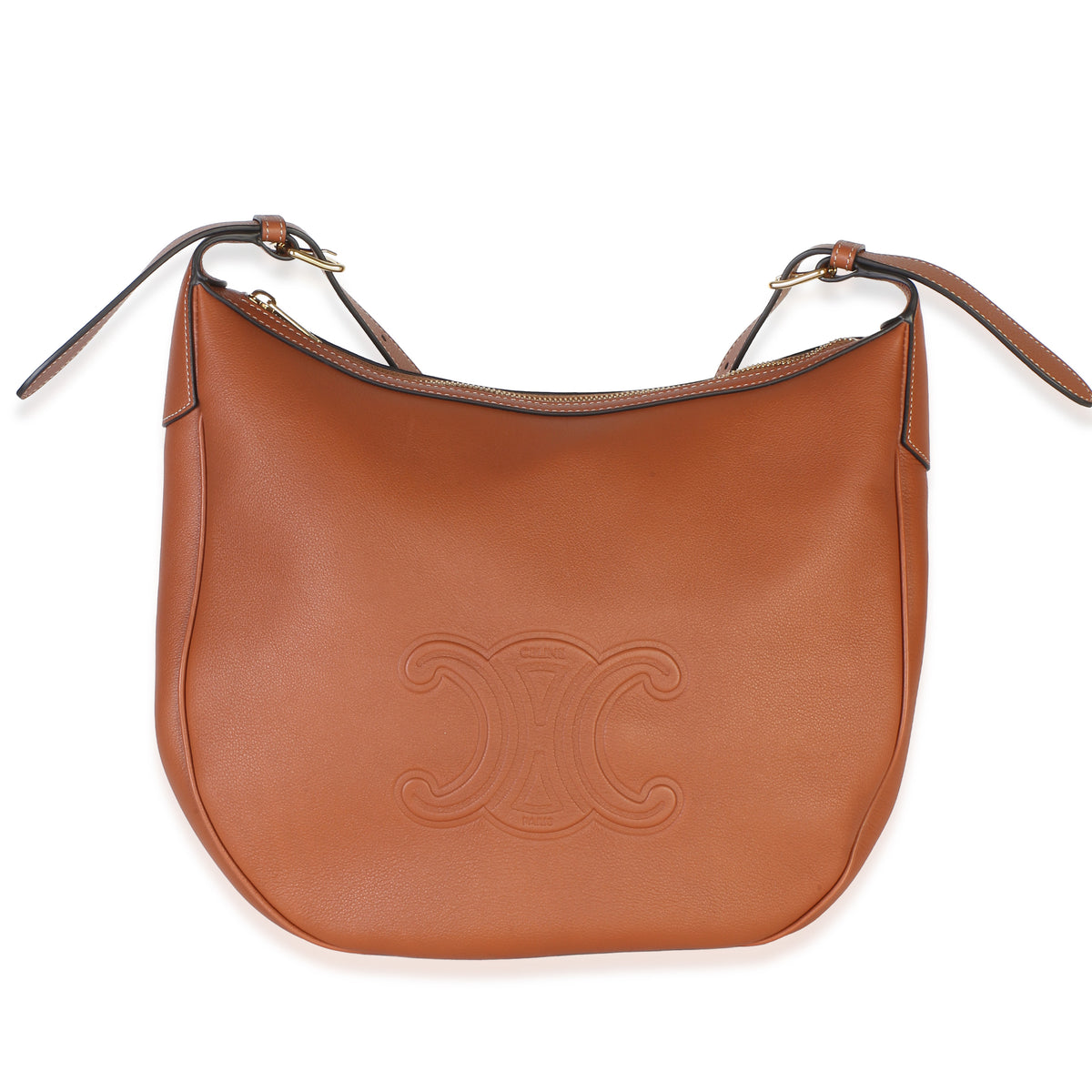 Celine Tan Supple Calfskin Medium Triomphe Heloise Shoulder Hobo Handbag id