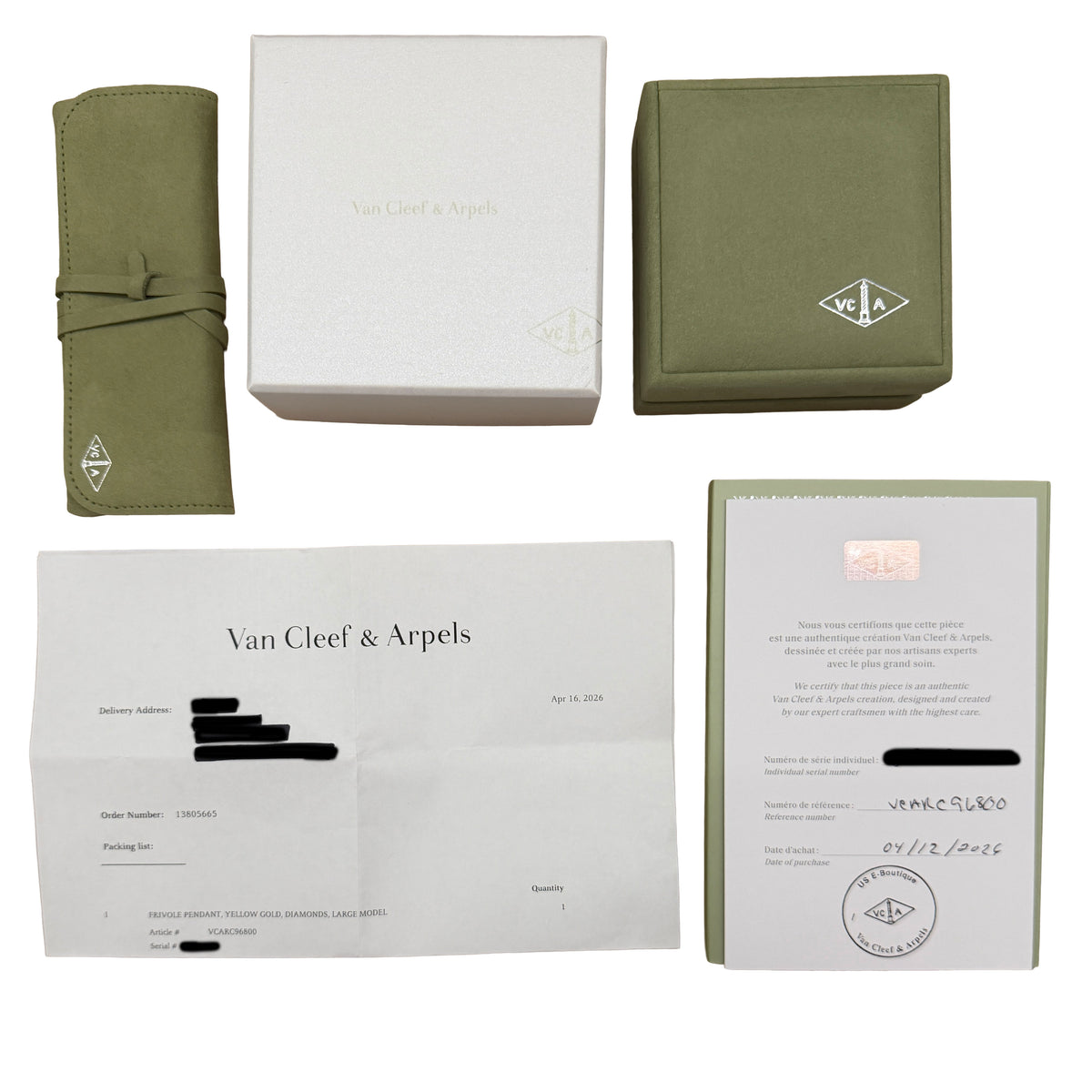 Van Cleef & Arpels Yellow Gold Diamond Large Model Frivole Pendant box