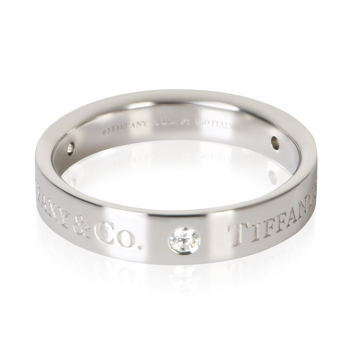 Tiffany & Co. Platinum Diamond 4mm T&Co. Band 5