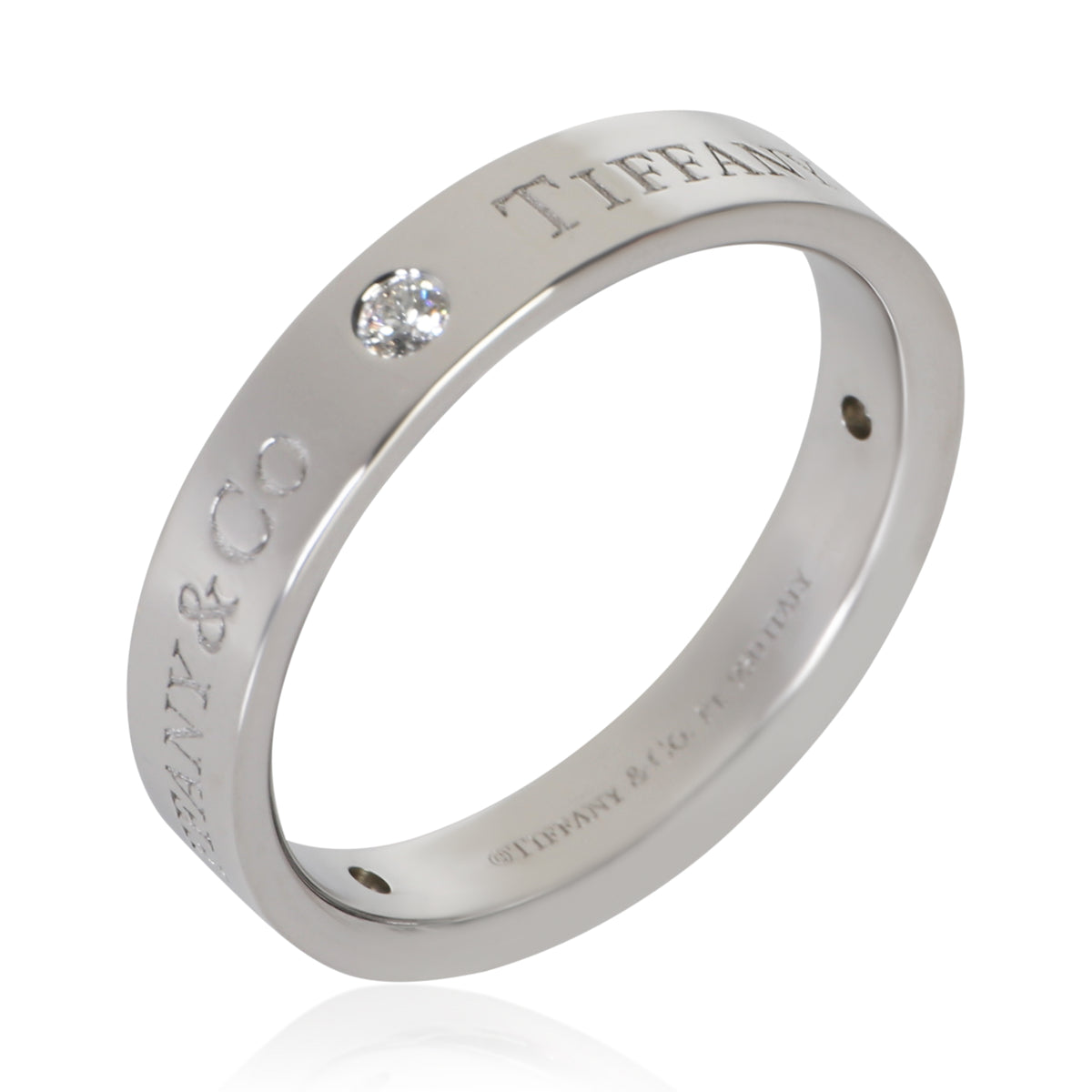Tiffany & Co. Platinum Diamond 4mm T&Co. Band 7