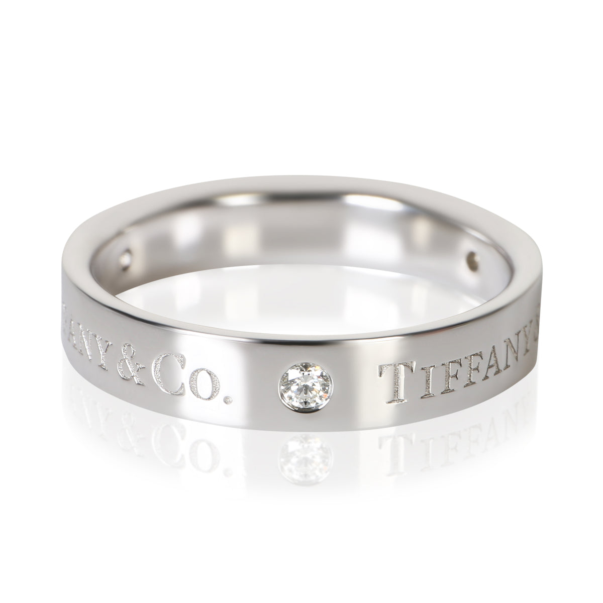 Tiffany & Co. Platinum Diamond 4mm T&Co. Band fv