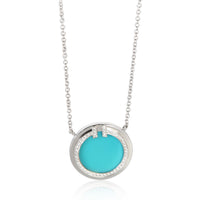 Tiffany & Co. White Gold Turquoise and Diamond Tiffany T Circle Pendant fv